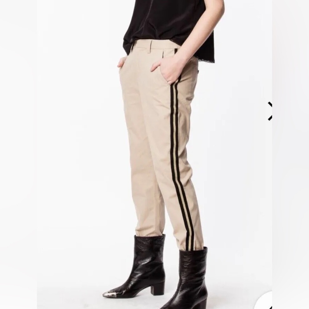 Zadig & Voltaire Dune Beige Pomelo Cotton Side Stripe pants